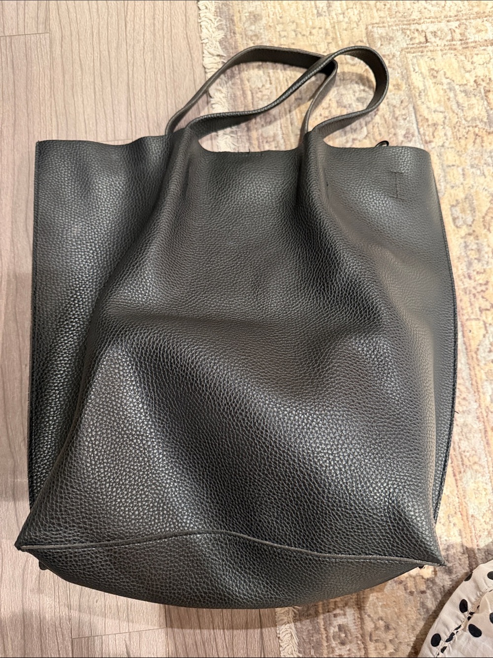 Classic Black Pebbled Leather Messenger Tote